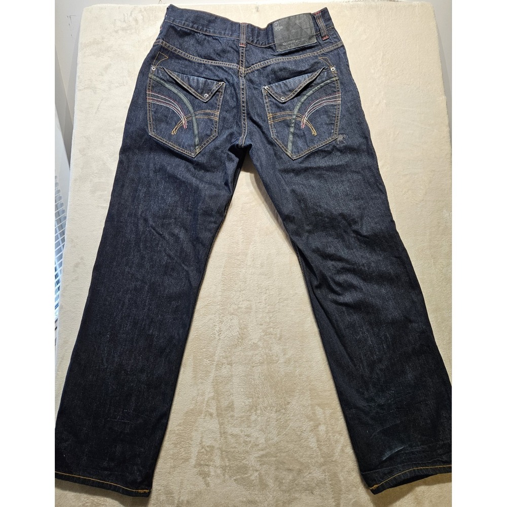 Rocawear Jeans Mens 36 Regular Fit Dark Wash Y2K Hip Hop Denim Pants Flap Pocket - Picture 2 of 10